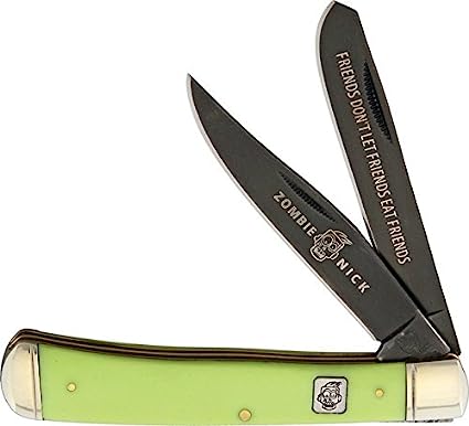 Zombie Nick Knife, 2 Blade Trapper, Green RR1452