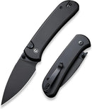 CIVIVI Pocket Folding Knife- Button Lock Knife with Thumb Stud Opener for EDC, 2.98" 14C28N Blade Aluminum Handle, Qubit Utility Knife