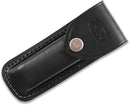 Buck 110 Folding Hunter 3.75" Plain Blade, Finger Grooved, Ebony Wood Handles, Leather Sheath - 2538