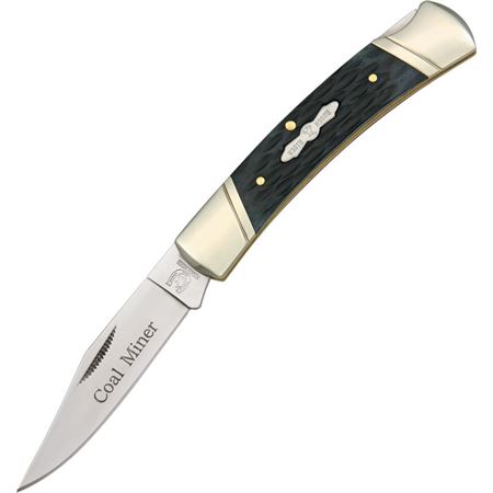 Rough Rider 761 Coal Miner Lockback Folding Pocket Knife with Black Jigged Bone Handles