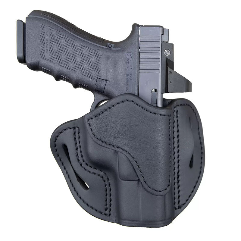 1791 Gunleather Optic Ready Open Top Multi-Fit 2.1 OWB Belt Holster for Sub Compact/Compact/Full Size Semi Auto Models Right Hand Draw Leather Stealth Black