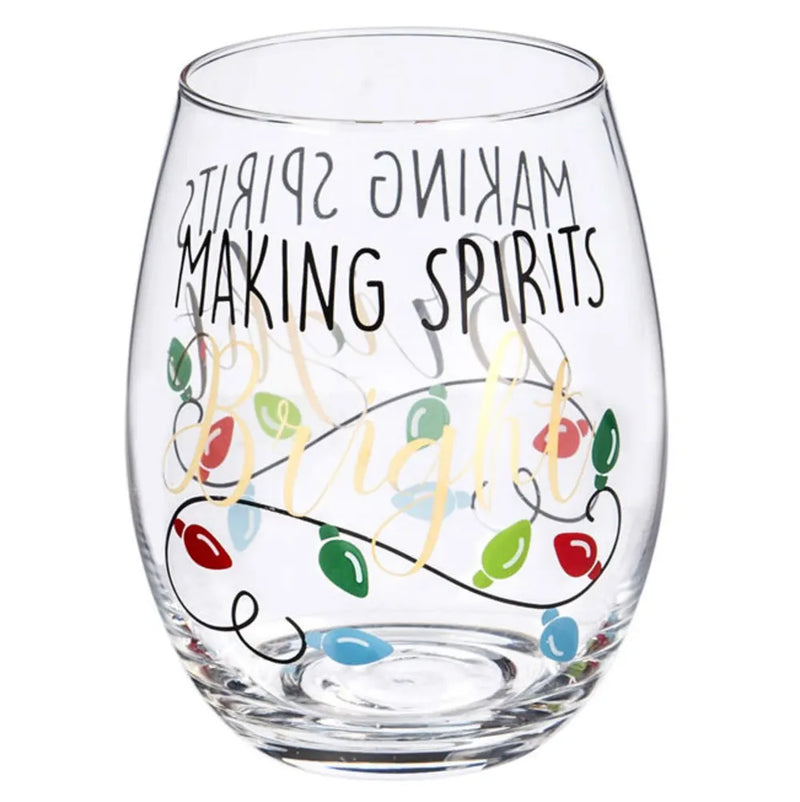 Evergreen Making Spirits Bright 20oz Wine glass With Box