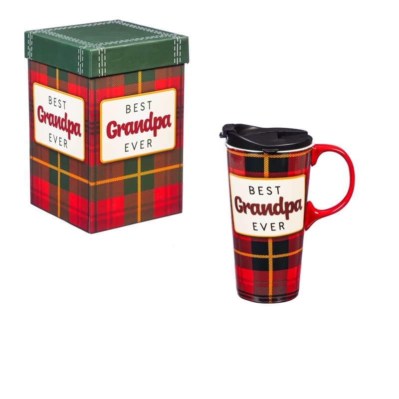 Ceramic 17 oz Travel Cup Best Grandpa Ever