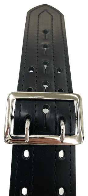 Perfect Fit 2.25 In. 4 Row Stitching High Gloss Sam Browne Leather Belt w/ Brass Buckle