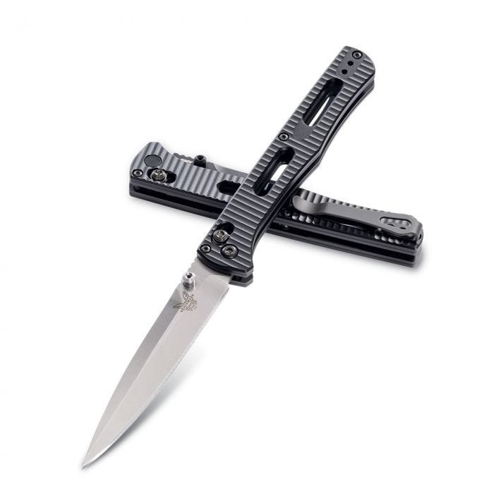 Benchmade 417 Fact Folding Knife 3.95" S30V Satin Plain Blade, Black Aluminum Handles