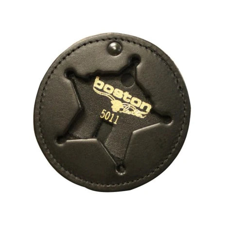 Boston Leather Round Full Swivel Clip On Badge Holder with Hook-and-Loop Closure