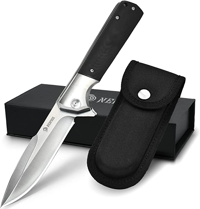 NedFoss Pocket Knife 4 inch D2 Steel Folding Knife with Clip