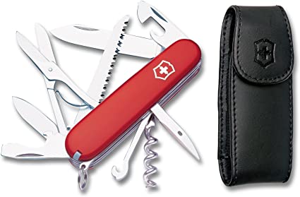 Victorinox Swiss Army Huntsman Pocket Knife w/ Pouch, Red , 91mm