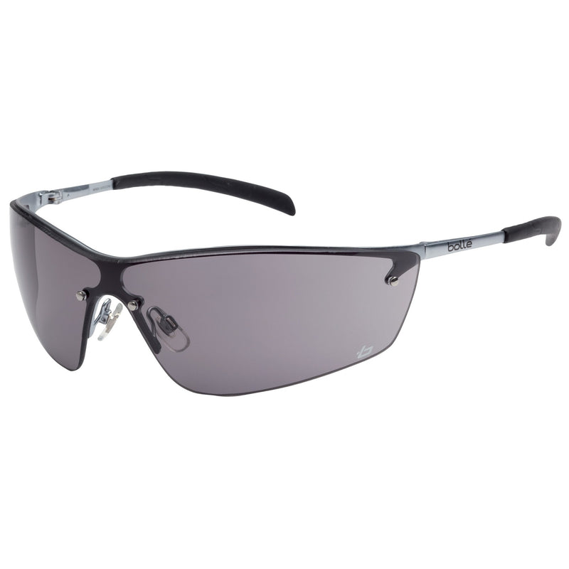 Bolle 40074 Silium Safety Glasses - Silver Metal Temples - Smoke Anti-Fog Lens