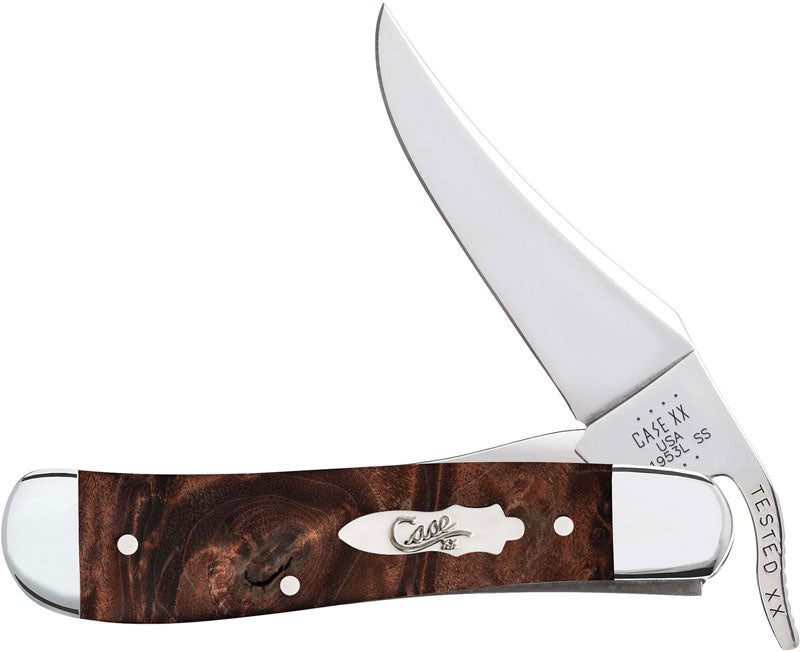 Case RussLock Knife 64068 - Brown Maple Burl Wood - 71953LSS