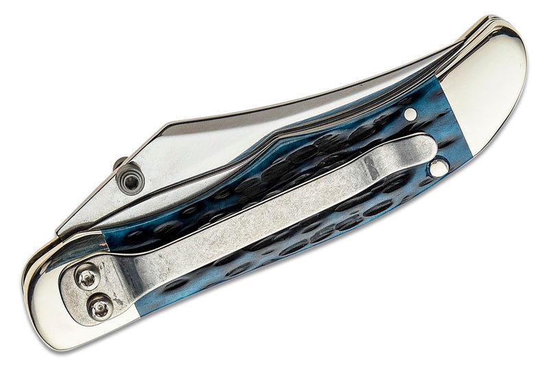 Case Peach Seed Jig Mediterranean Blue Bone Mid-Folding Hunter (61265)