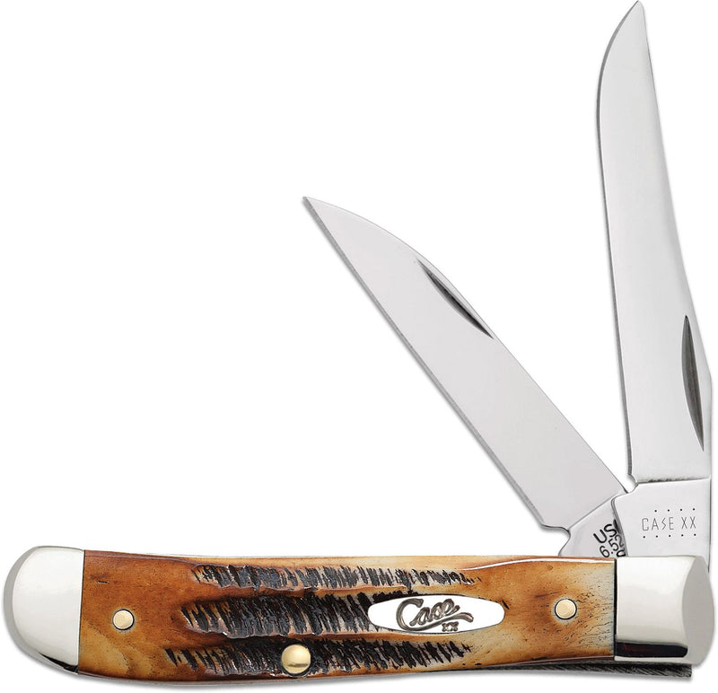 Case 6.5 Burnt Bone Stag Mini Trapper 3-1/2" Closed