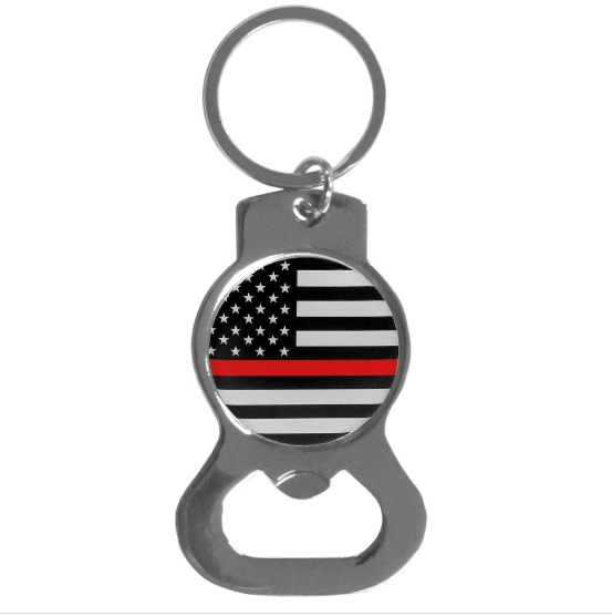 Pine Ridge Red Line Flag Keychain w/Bottle Opener