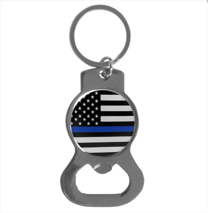 Pine Ridge Blue Line Flag Keychain w/Bottle Opener