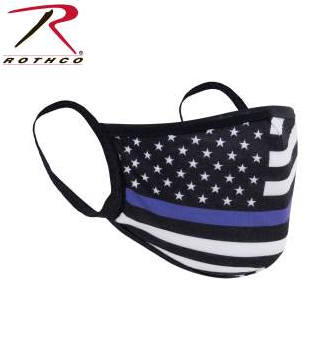 Rothco Thin Blue Line Flag Reusable 3-Layer Polyester Face Mask (11282)