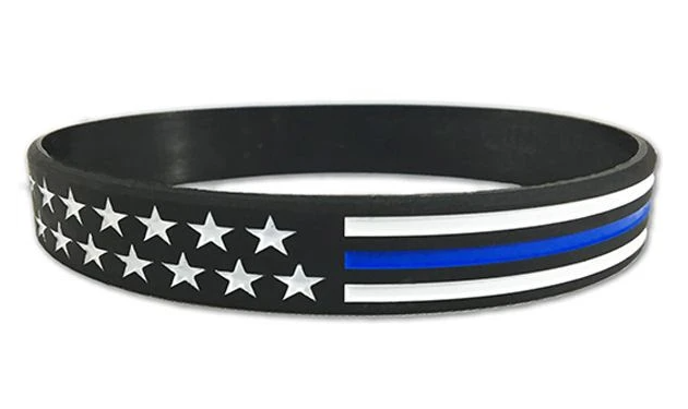 Thin Blue Line American Flag Silicone Bracelet