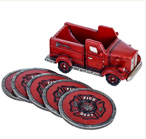 Pine Ridge Fire Truck Coaster Set of 5