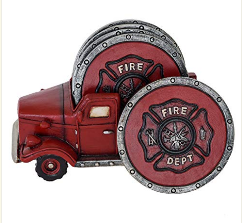 Pine Ridge Fire Truck Coaster Set of 5