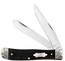 Case Worked Bolster Ebony Wood Smooth Trapper (59670) (7254 SS)