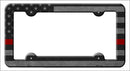 Smart Blonde - Black Thin RED American Flag Metal License Plate Frame
