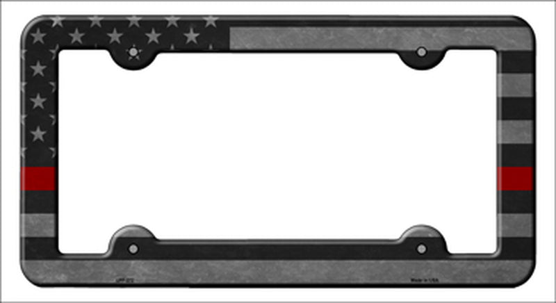 Smart Blonde - Black Thin RED American Flag Metal License Plate Frame