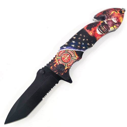 Tiger USA Spring Assisted Knife American Fire Fighter