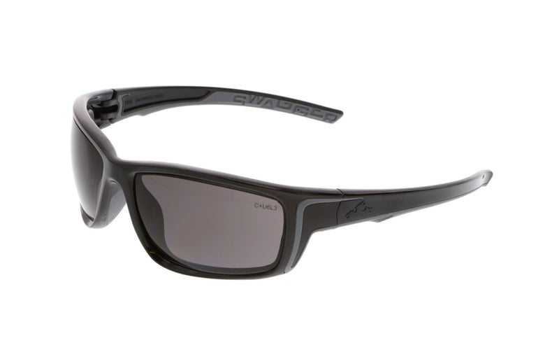 MCR Swagger® SR4 Series Black Safety Glasses Gray MAX6® Anti-Fog Lenses Black Temples with Gray TPR from Temples to Nose Piece