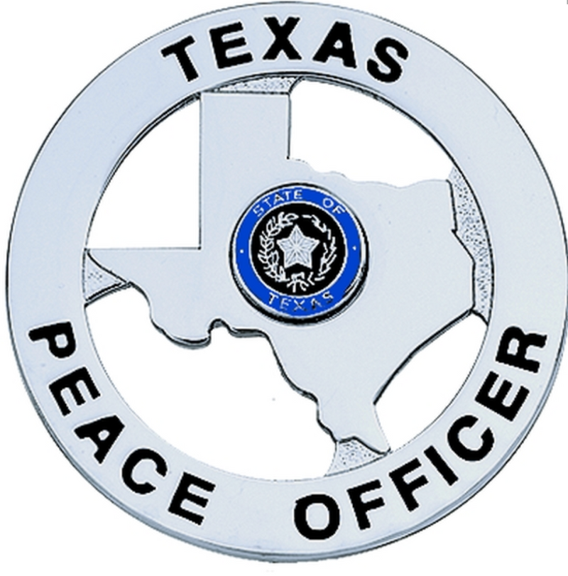 Texas Peace Officer Badge, Blue/Light Blue Seal, 2-1/8" Circle