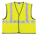 Safety Vest, Economy Class 2, 2" Silver Reflective, Hook & Loop Front, 3 Pockets, Lime