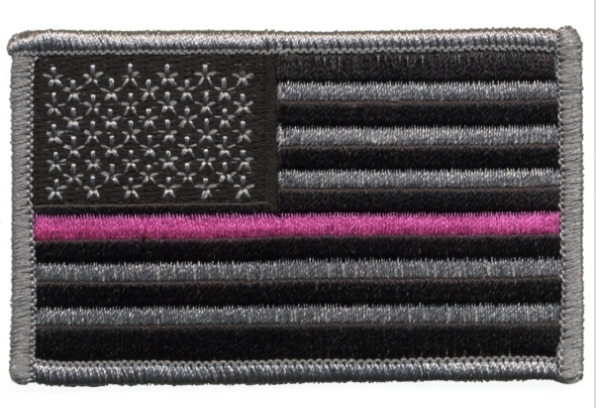 Hero's Pride American Flag W/Pink Stripe Patch, Hook