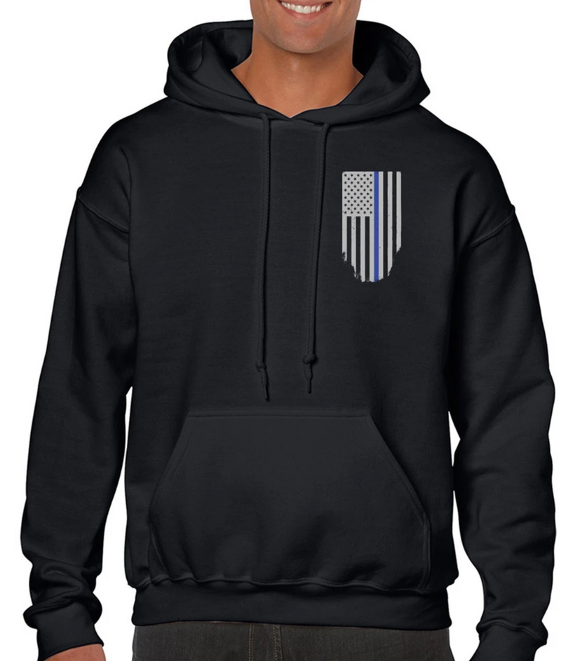 Men's Hoodie Thin Blue Line American Flag Honor & Respect