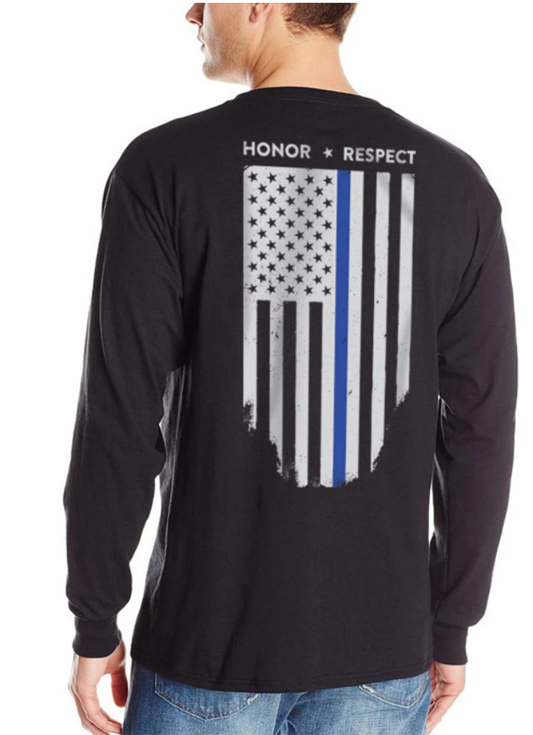 Men's Long Sleeve T-Shirt Thin Blue Line Flag