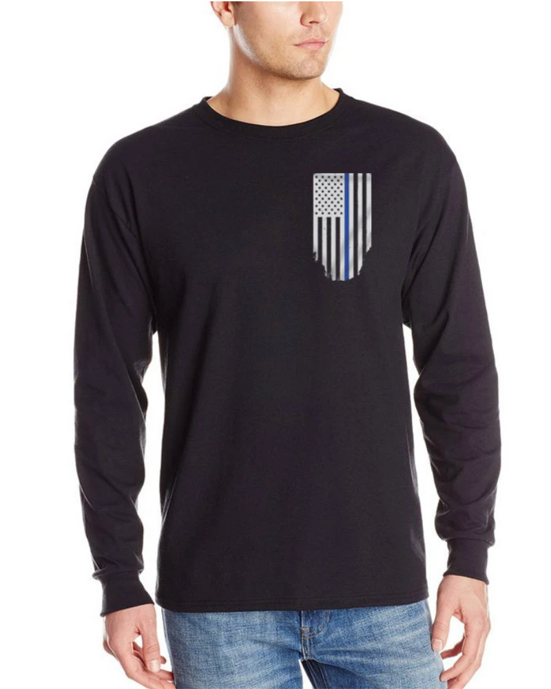 Men's Long Sleeve T-Shirt Thin Blue Line Flag