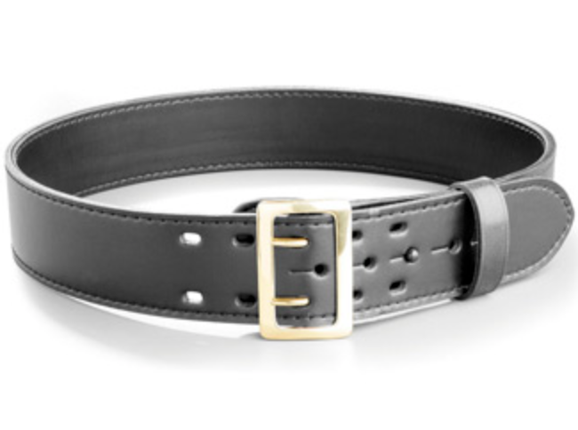 875 - STITCHED EDGE SAM BROWNE DUTY BELT W/ BRASS BUCKLE, 2.25" (58MM)