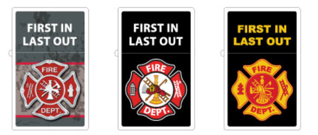 Refillable Lighters (NO Fuel) Fire Department (First In x2 & Marble)