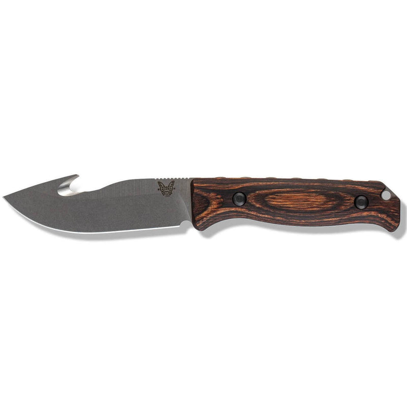 Benchmade 15004 Saddle Mountain 4.2in Hook Fixed Blade Knife - Wood