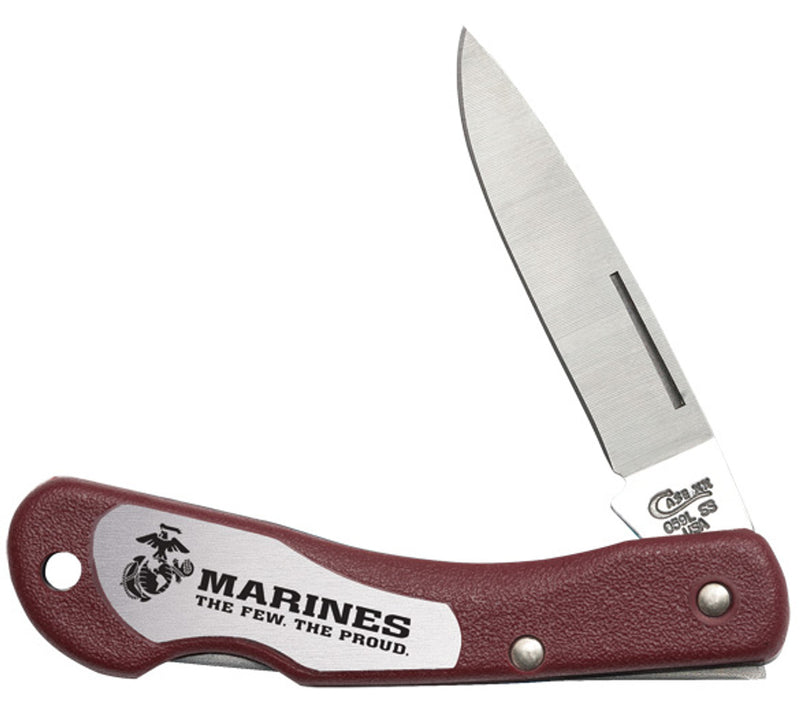 Case 13184 US Marine Corps Mini Blackhorn, Lightweight Red Synthetic Handle