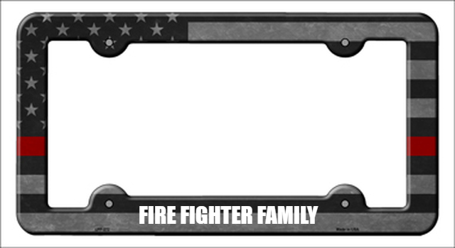 Smart Blonde - Thin Red American Flag (Fire Family) Metal License Plate Frame