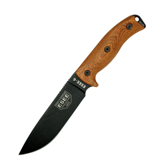 ESEE-6 3D HANDLE 6PB-011 (Black blade, natural canvas 3D handle, black sheath)