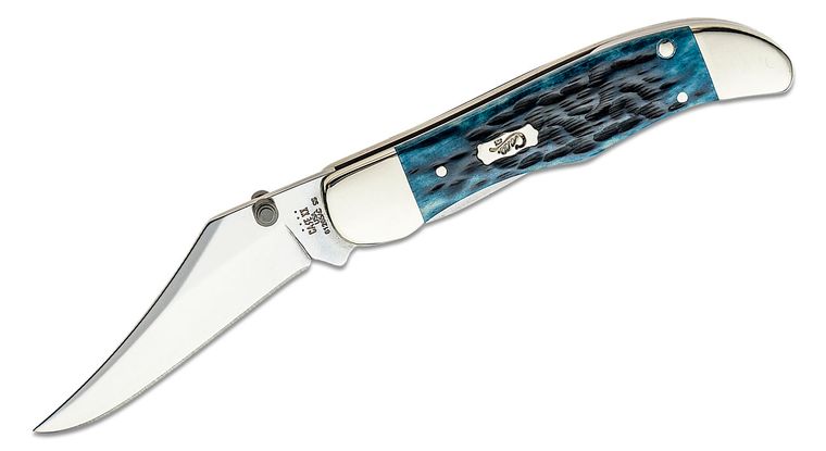 Case Peach Seed Jig Mediterranean Blue Bone Mid-Folding Hunter (61265)