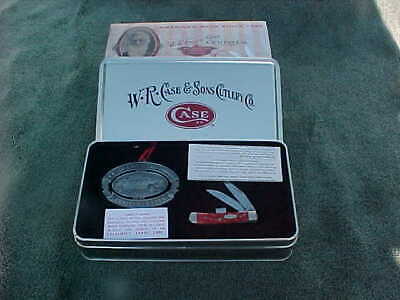 Case 02261 Christmas 2008 Ornament Dark Red Bone Tiny Trapper Knife Gift Set