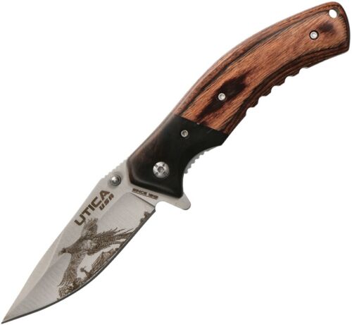 Utica True Charm III Folding Knife 3.13" 8Cr13MoV Steel Blade Brown Wood Handle