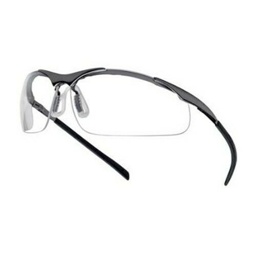 Bolle 40049 Silver Metal Contour Clear Anti-Scratch Anti-Fog Lens Safety Glasses