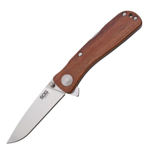 SOG TWI17-CP Twitch II Drop Point Folding Pocket Knife - Wood Handle