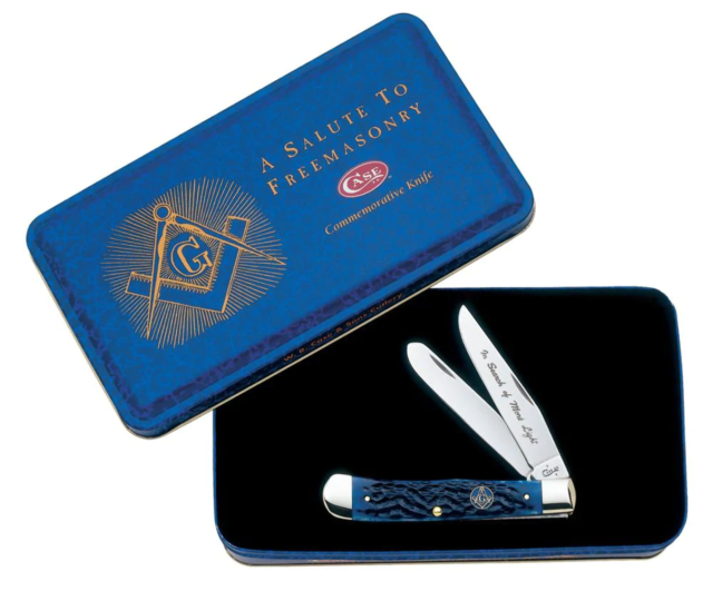 Case 01058 Trapper Masonic Folding Knife Blue Bone Folder