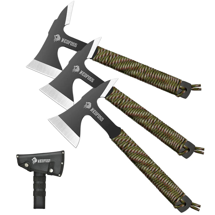 NedFoss Throwing Axes and Tomahawks 3 Pack with Sheath